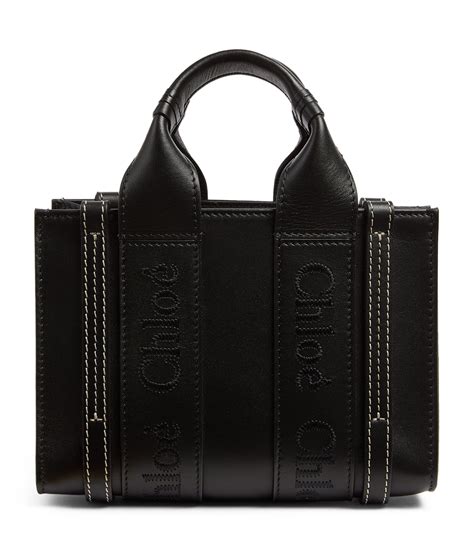 chloe woody black|chloe woody tote leather.